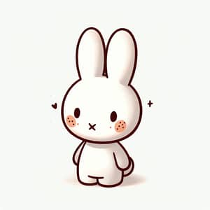 Miffy Cartoon Rabbit Illustration with Heart-shaped Freckles