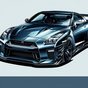 Nissan GTR R35 Sports Car | Aerodynamic Design in Lustrous Blue