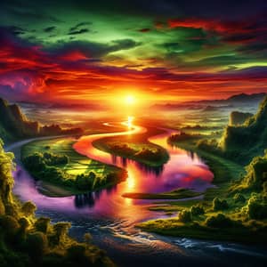 Captivating Landscape with Rivers at Sunset