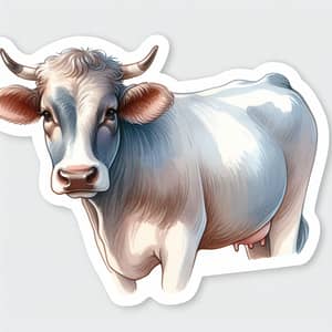 Simple Watercolor Cow Sticker - Realistic Design