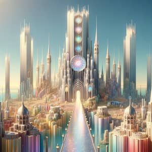 Grand Fantasy City with Crystal Tower | Colorful Urban Landscape