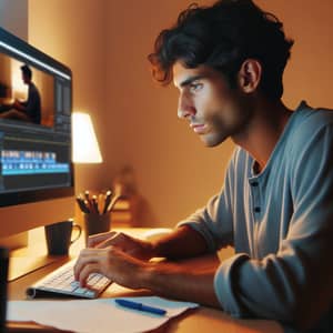 Young Hispanic Man Editing Video | Creative Workspace
