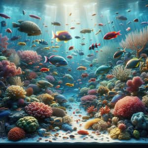 Vibrant Coral Reef Underwater Scene with Diverse Marine Life