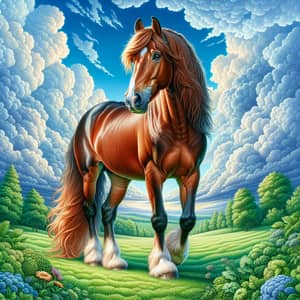 Majestic Horse in Vibrant Meadow | Graceful Strength and Beauty