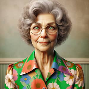 1970s Fashion: Elderly Caucasian Woman Portrait