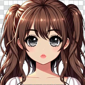 South Asian Girl Anime Art with Brown Hair in Ponytails