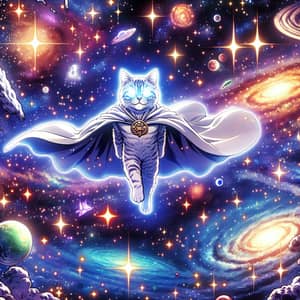 Super Cat: Celestial Beauty in Space | Japanese Anime Style