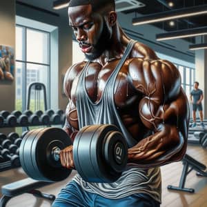 Athletic African Man Shoulder Workout Oil Painting