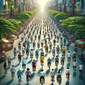 Vibrant Biking Culture on Vietnamese Road | Diverse Cyclists