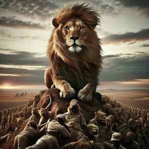 Powerful Lion Asserting Leadership - Wildlife Photography