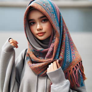 Colorful Hijab Fashion for Teenage South Asian Girl