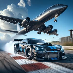 Speed and Freedom: Racing Car and Airplane Scene