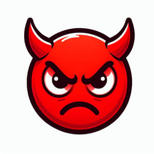 Red Angry Smiley with Horns PNG - Devilish Emoticon Image