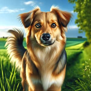 Majestic Domestic Dog in Lush Green Field