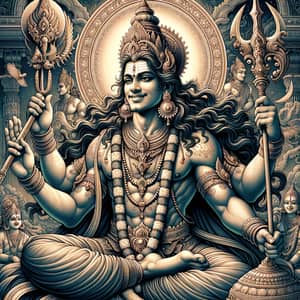 Agni Veerabhadra: Tranquil Deity in Divine Bliss | Divine Illustration