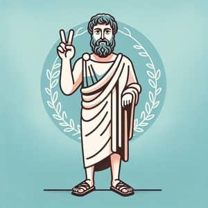 Classical Greek Philosopher | Thoughtful Pose with Peace Sign