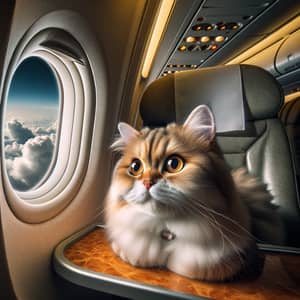Adorable Cat in Airplane Cabin | Comfort and Exploration Aesthetics