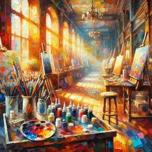 Vibrant Impressionist Style Painting of Art Studio Background