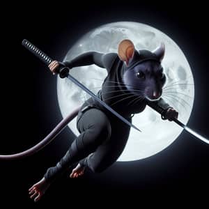 Ninja Rat with Katanas: Cunning Warrior in Shadows