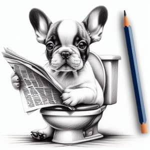Adorable French Bulldog Puppy Sketch - Humorous Pet Portrait