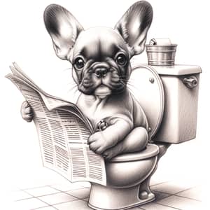 Charming French Bulldog Puppy Sketch - Humorous and Heartwarming