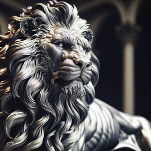 Silver Lion Statue: Intimidating Elegance in Sculpted Metal