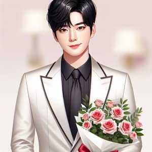 South Korean Male Pop Singer with Roses | Modern Pop Style