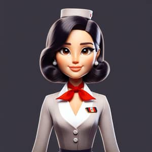 Elegant Stewardess Doll with Peruvian Badge - Professional Animation