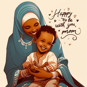 Somali Mother and Son Embrace: Happy Moment Together