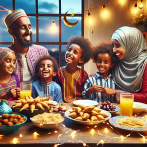 Somali Family Celebrating Ramadan with Traditional Delicacies
