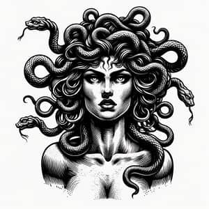 Detailed Medusa Gorgona Tattoo Sketch