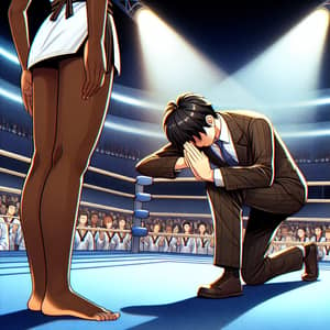 Taekwondo Knockout in Wrestling Ring | Anime Style Scene