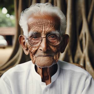 Wise South Asian Man with Silver Hair and Traditional Attire