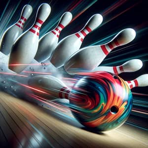 Vibrant Bowling Ball Strike in High-Speed Photography | Sports Image