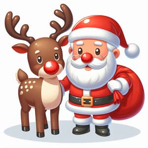 Holiday Reindeer with Glowing Red Nose | Festive Gift-Giving Symbol