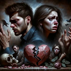 Emotional Anguish in Romantic Relationship Breakup | Oil Painting