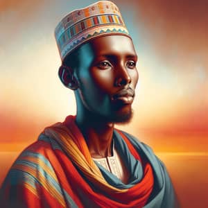 Authentic Portrait of a Somali Man in Macawiis Attire