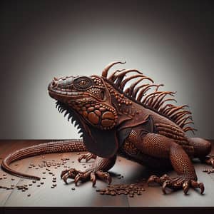Coffee Bean Iguana Sculpture: Artistic Detail and Realism