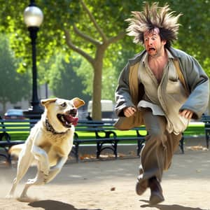 Chaos in the Park: Labrador Chasing Frantic Middle-Eastern Man