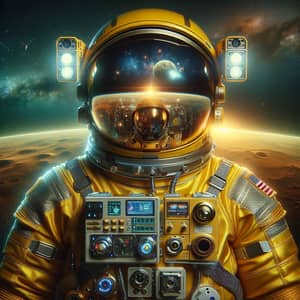 Space Explorer of South Asian Descent in Vibrant Yellow Spacesuit