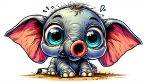Cute Baby Elephant in Vibrant Comic Style | Whimsical Nature