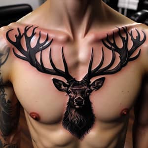 Black Deer Chest Tattoo: Detailed Design Inspiration