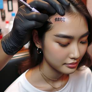 Asian Female Tattoo Name on Head