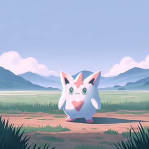 Create a Togekiss Inspired by Pocket Monster Animation Standing Alone in Wide Plain