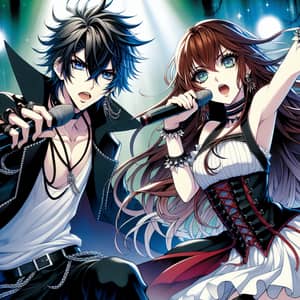 Passionate Rap Duet Illustration | Young Male & Female in Manga Style