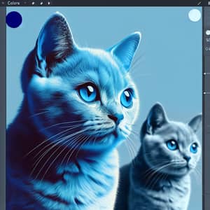 Blue Tinted Cat Portrait - Domestic Short Hair Breed