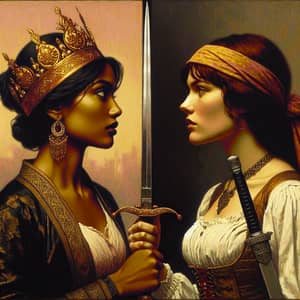 Dramatic Genre Scene: Women's Encounter with Crown and Sword