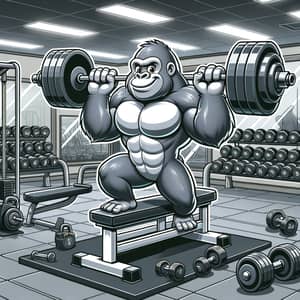 Cartoon Gorilla Workout in Gym | Weightlifting Session