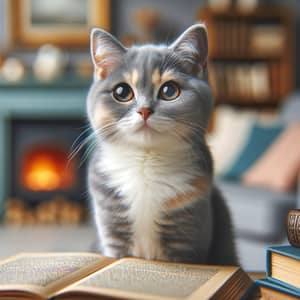 Intelligent Cat in Cozy Room: Bright Eyes & Vibrant Fur