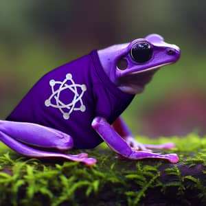 Purple Frog Wearing Monad T-Shirt - Unique Amphibian Style
